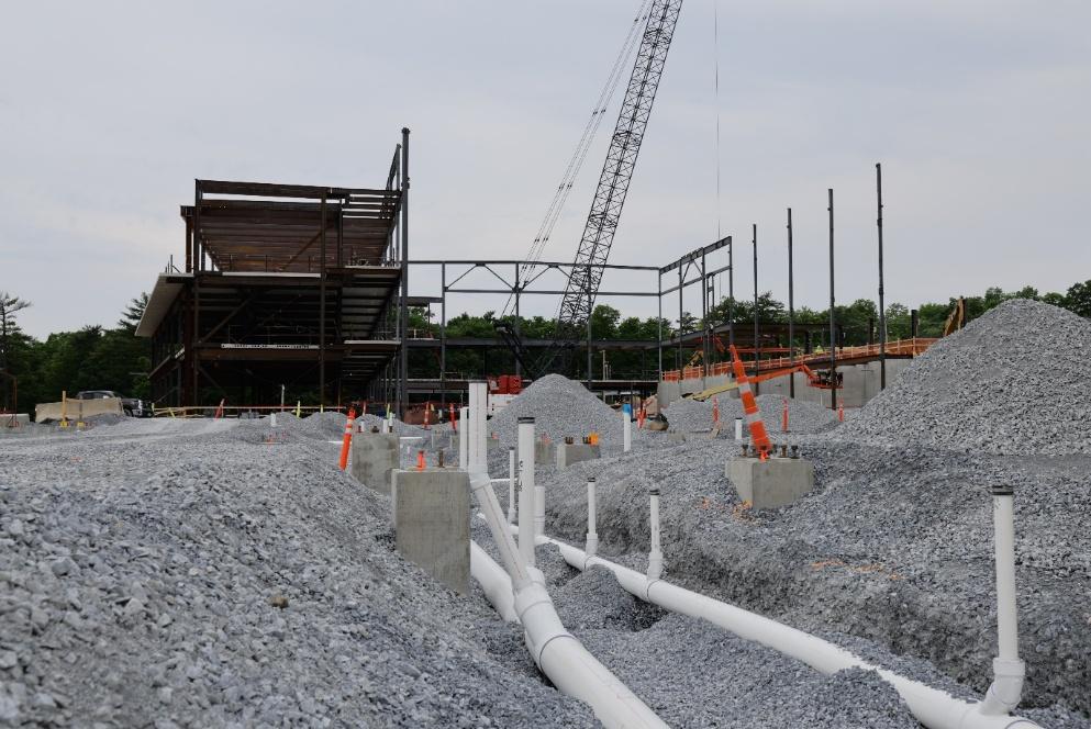 Underground piping installed in gravel