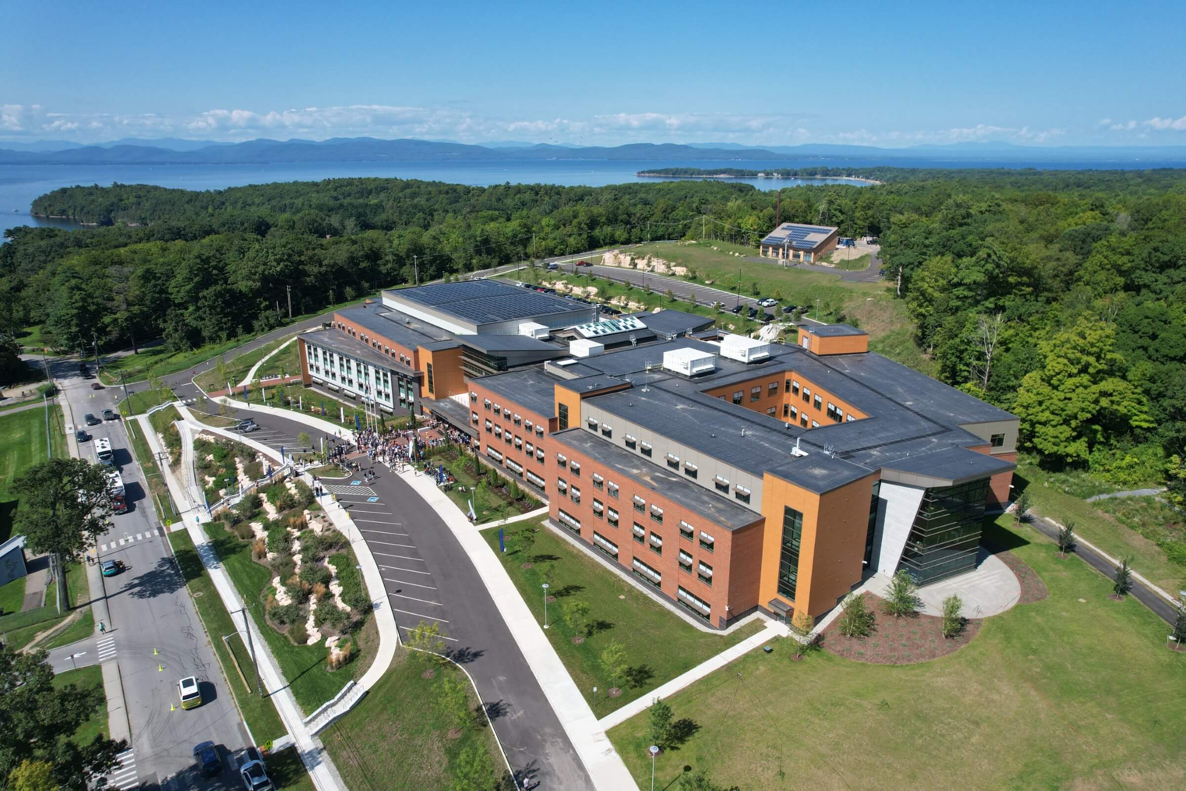 Aerial view of the new Burlington High School campus